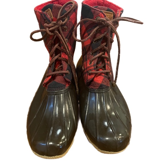 Sperry Red Plaid Duck Boots - Picture 2 of 6